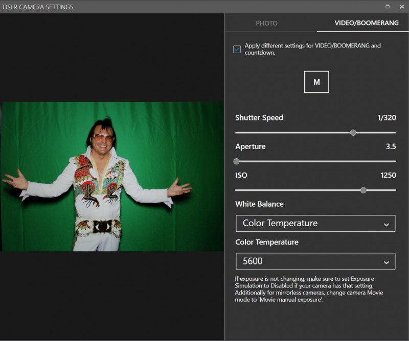 Video Settings dslrBooth for Windows v6.39 – Separate Photo/Video Camera Settings